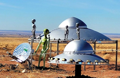 Holbrook RV Rental | Alien Acres UFO campground, car, truck, RV, tent off-grid camping