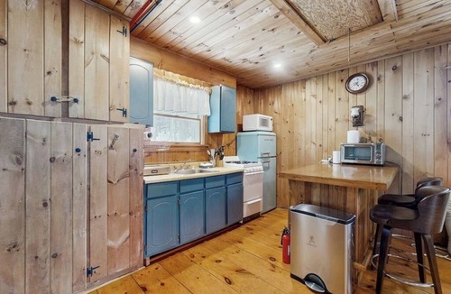 Wardsboro Cabin | Cozy studio cabin w/seasonal mountain views, wrap-around deck, window a/c, bbq