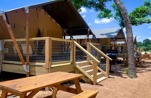 Fentress RV Rental | Incredible Safari Tent with River Access and Fire Pit in Staples, Texas