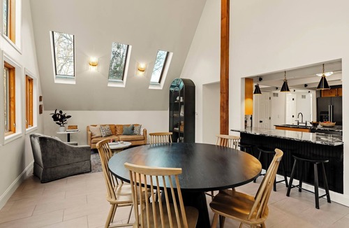 Conestoga House | Modern Wooded A-Frame Expansive Backyard Firepit & Family-Friendly Retreat