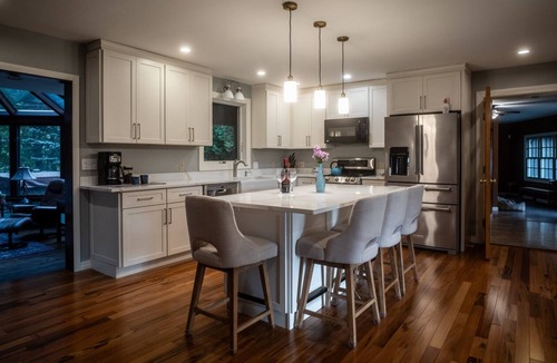Waterbury House | Private hilltop home close to skiing. Group friendly. Enjoy views & hot tub