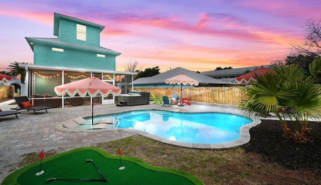 Beachside Escape with Pool, Firepit and Hot Tub