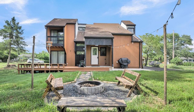 Contemporary Modern Farmhouse with Deck & Firepit