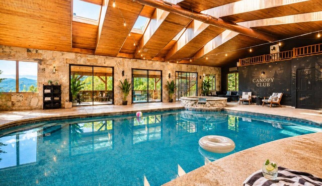 Indoor Pool Resort Speakeasy Views in Pisgah Forest