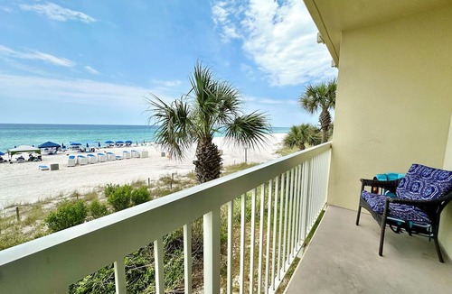 West Panama City Beach Condo | 1st Floor! Directly on Beach@CELADON~2 Private Pkg Spaces ~ FREE Beach Service!