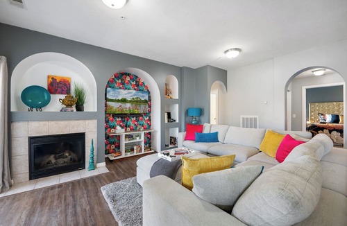 West Jordan Condo | NEW! Stylish, Bright, Open, Mountain Views, King Beds, Fireplace, Two Balconies!