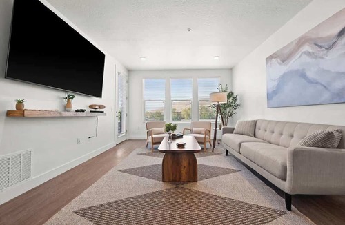 Downtown Salt Lake City Apartment | Modern Downtown 2BR 2BA Near Delta Center with Fire Pit, BBQ, and City Views